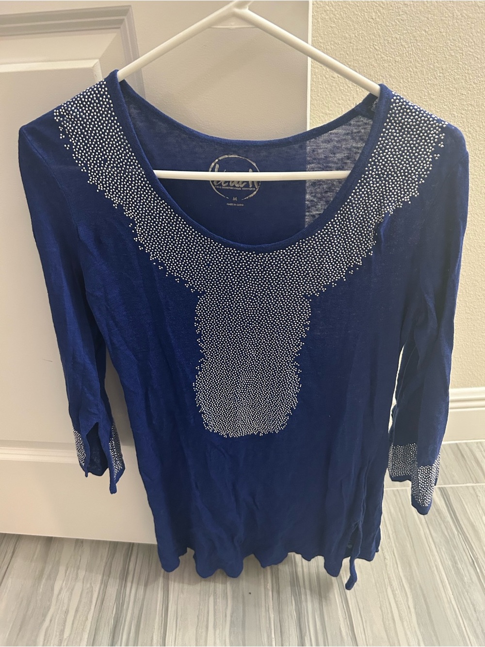 Women’s INC Royal Blue Glitter Sparkly Linen Beach Swim Coverup - Size Medium